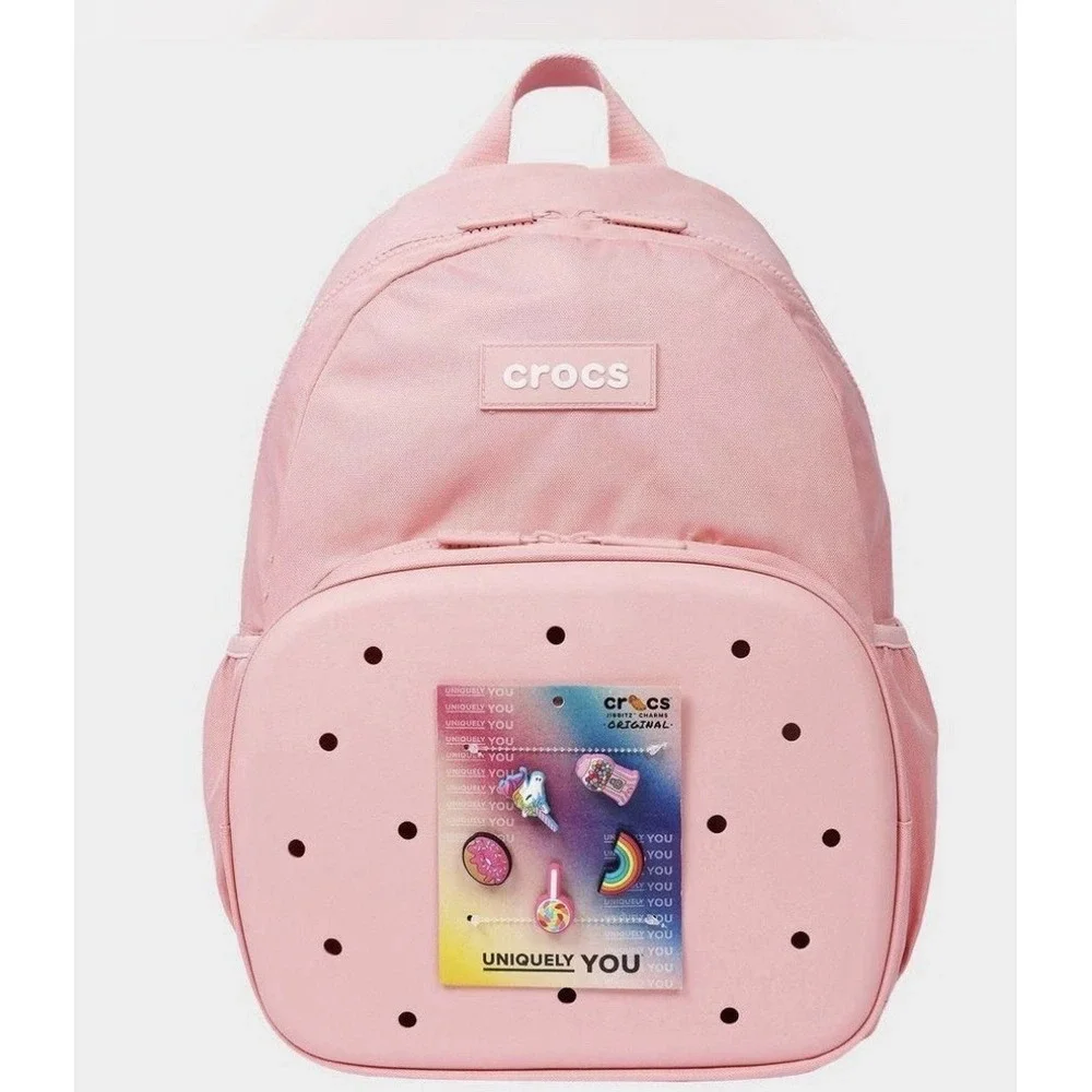 NWT Crocs Powder Pink Backpack Classic Nylon- Ready to Personalize School Bag
